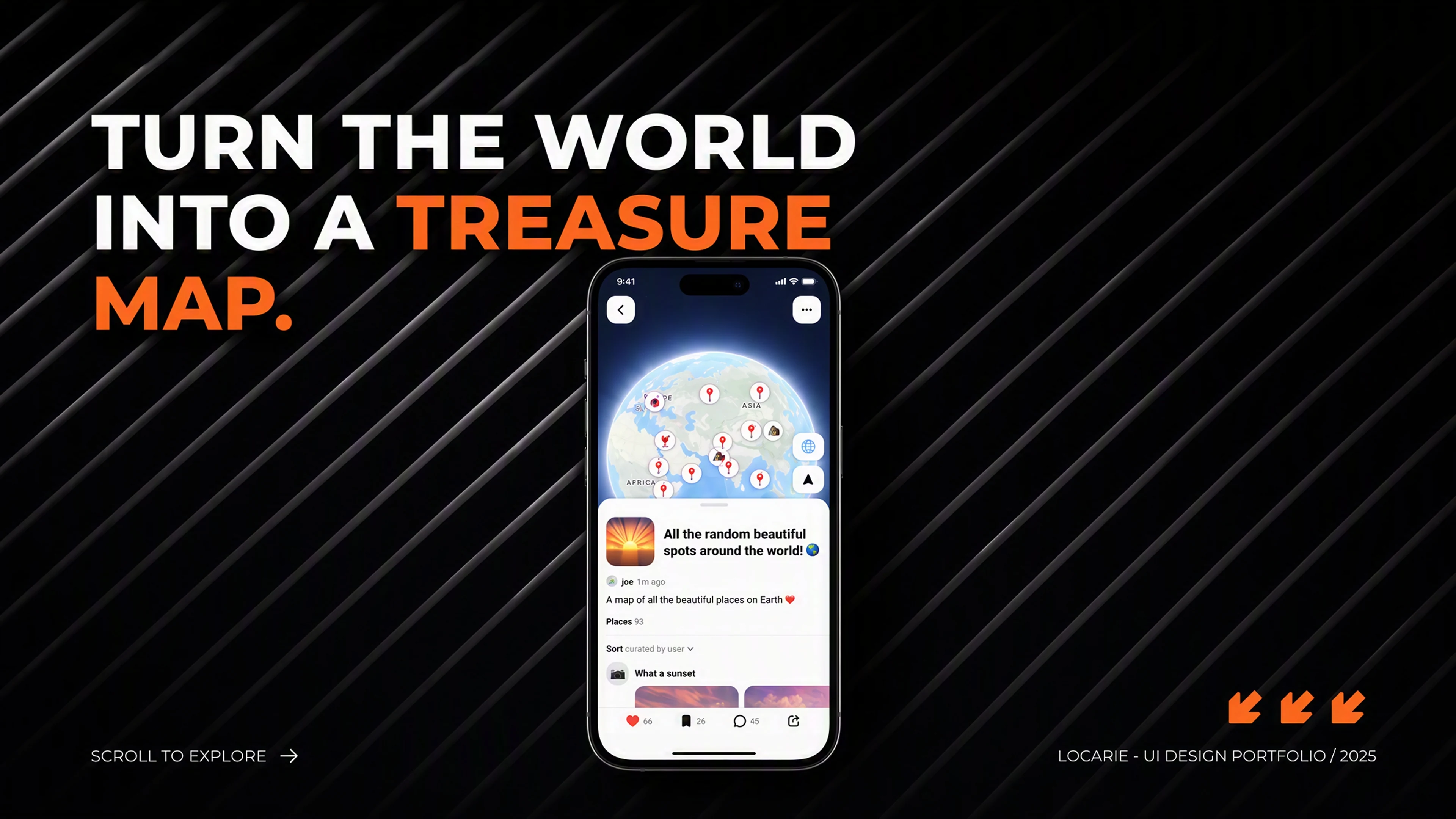 Locarie map discovery social app hero design