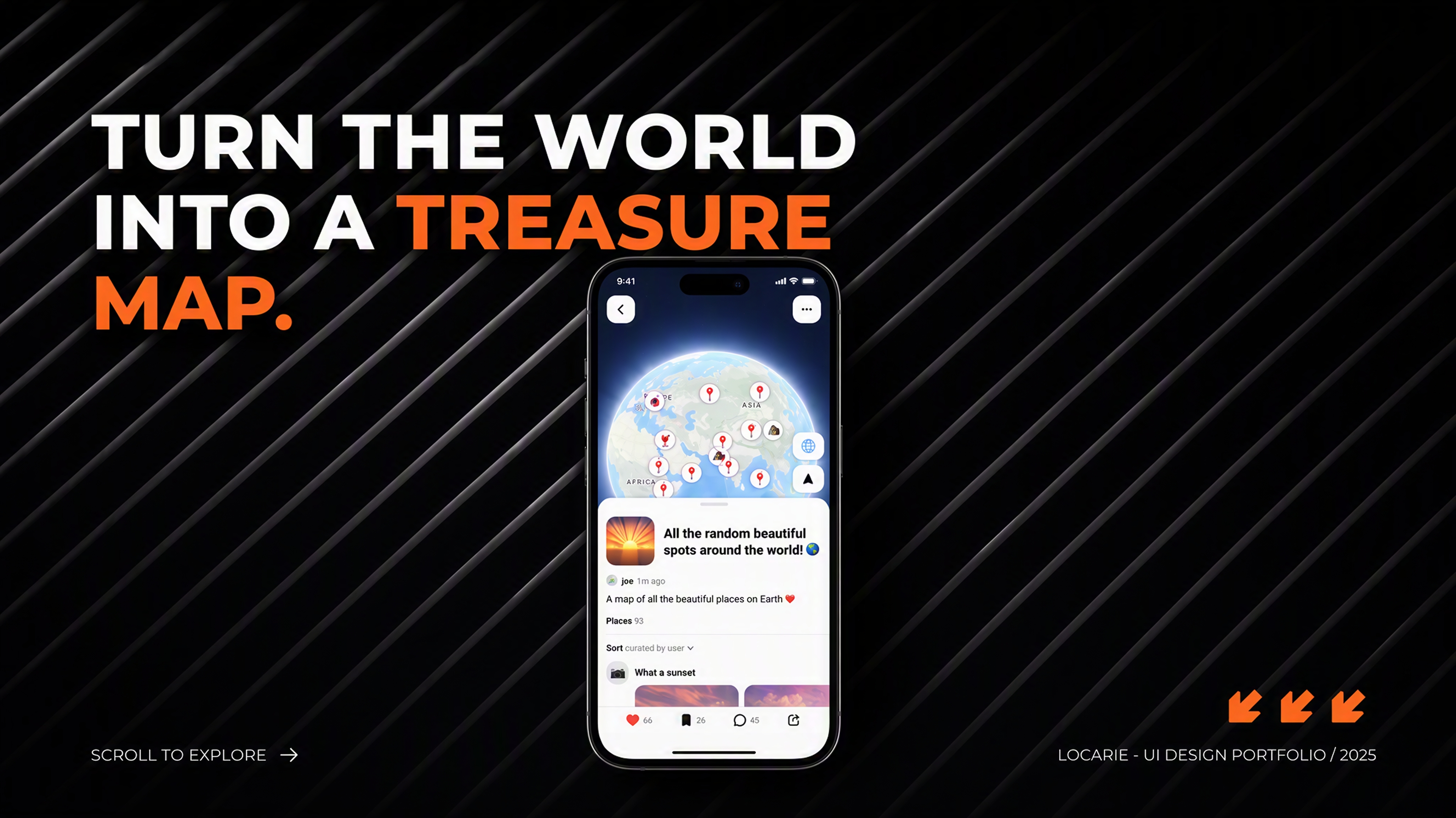 Locarie map discovery social app hero design